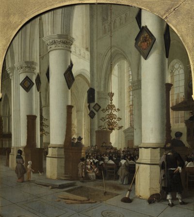 View inside the Saint Bavo Church in Haarlem During Mass by Hendrik Cornelisz. van Vliet